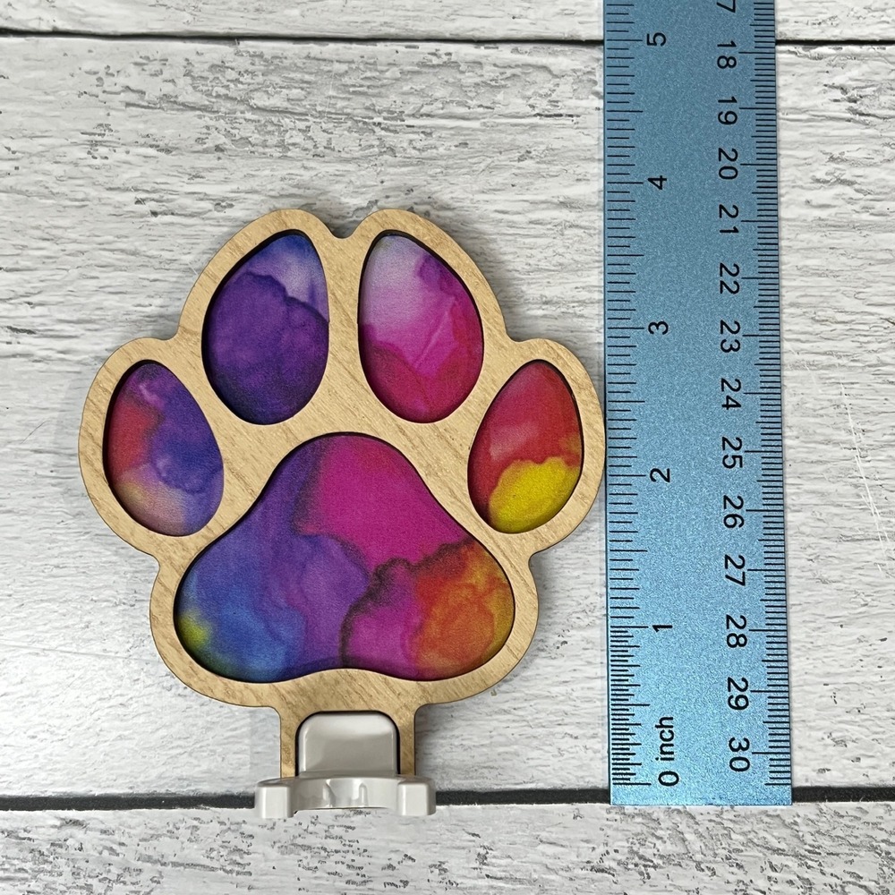 Wooden Paw Print Night Light Colorful Bright Plug In Wall Decor Handmade - Picture 7 of 10